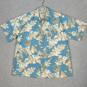VTG Cooke Street Hawaiian Shirt Mens XXL‎ Blue Tropical Short Sleeve Honolulu